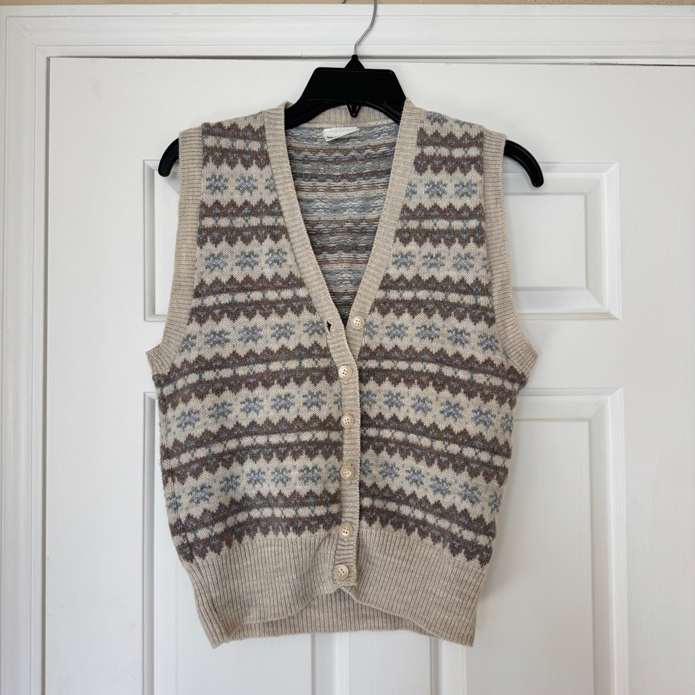 Vintage Fair isle Button Down Sweater Vest